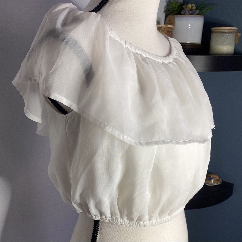White Cropped Fringed Shirt - Picture 3 of 7
